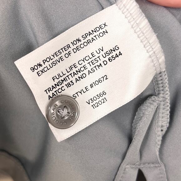 Coolibar Gray Coppitt Long Sleeve Polo Shirt L UPF 50+ UVA/UVB Protection Golf - Picture 4 of 6